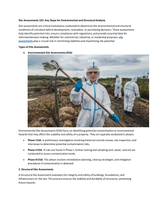 site assessments 101 key steps for environmental