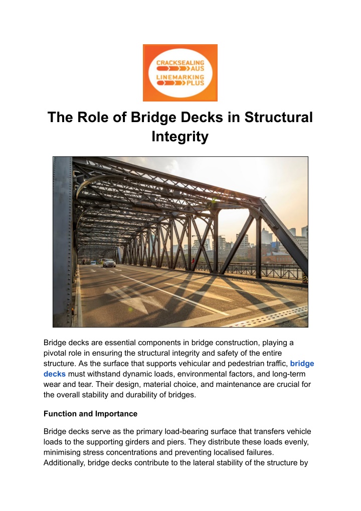 the role of bridge decks in structural integrity