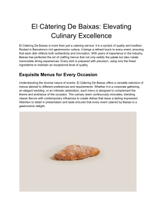 El Càtering De Baixas_ Elevating Culinary Excellence