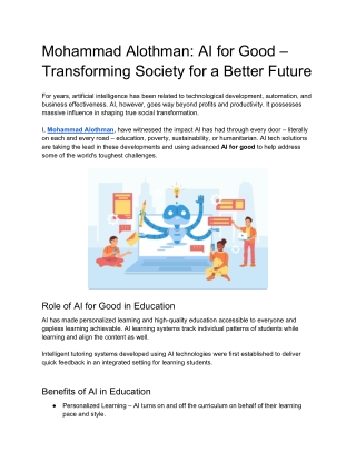 mohammad alothman ai for good transforming