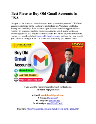 Best Place to Buy Old Gmail Accounts in USA