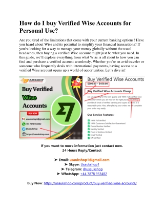 How do I buy Verified Wise Accounts for Personal Use
