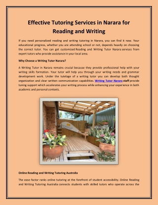 effective tutoring services in narara for reading