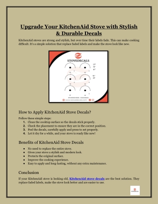 Upgrade Your KitchenAid Stove with Stylish & Durable Decals