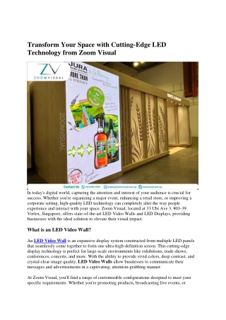 Transform Your Space with Cutting-Edge LED Technology from Zoom Visual