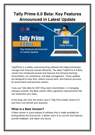 Tally Prime 6.0 Beta Key Features Announced in Latest Update