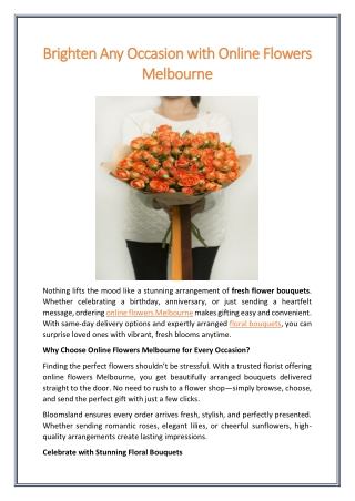Brighten Any Occasion with Online Flowers Melbourne