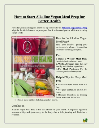 How to Start Alkaline Vegan Meal Prep for Better Health