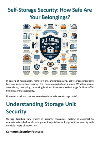 Self-Storage Security-How Safe Are Your Belongings