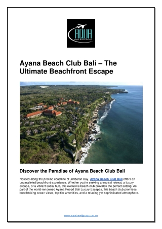 Ayana Beach Club Bali – The Ultimate Beachfront Escape