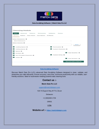 data scrubbing software match data pro llc