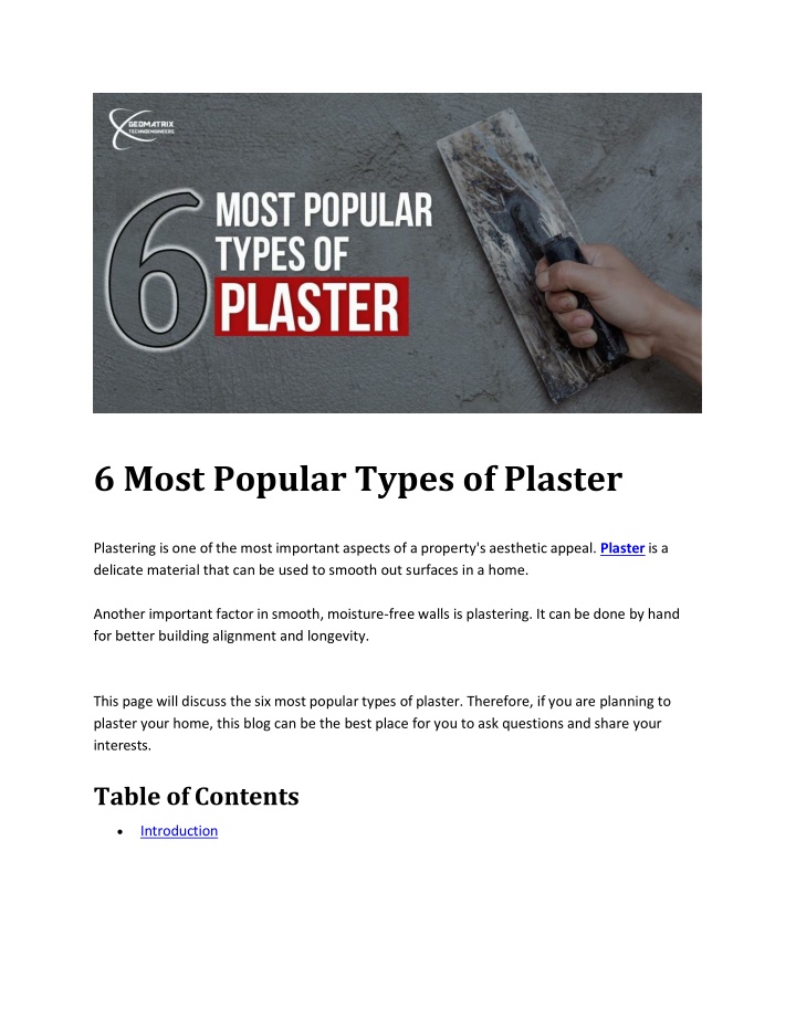 6 most popular types of plaster