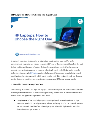 HP Laptops_ How to Choose the Right OneA laptop is more than just a device in today's fast-paced society