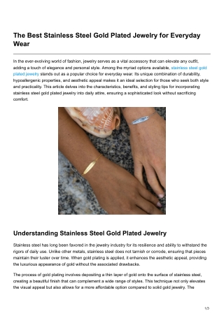 The Best Stainless Steel Gold Plated Jewelry for Everyday Wear
