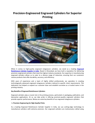 Precision-Engineered Engraved Cylinders for Superior Printing