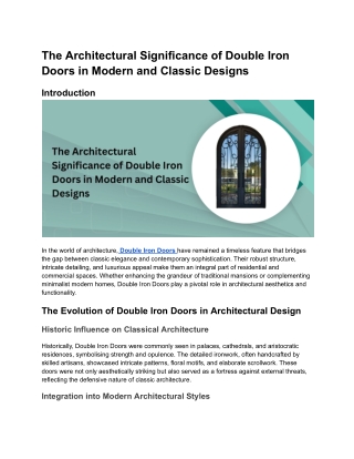 The Architectural Significance of Double Iron Doors in Modern and Classic Designs