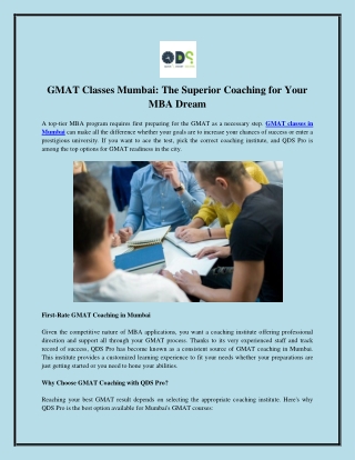 GMAT Classes Mumbai The Superior Coaching for Your MBA Dream
