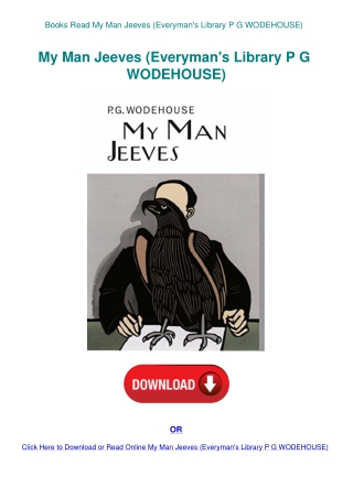 Books Read My Man Jeeves (Everyman's Library P G WODEHOUSE)