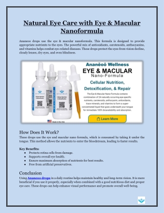 Natural Eye Care with Eye & Macular Nanoformula
