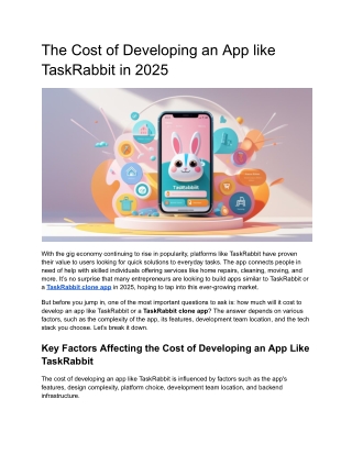 the cost of developing an app like taskrabbit