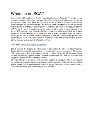 Where to do BCA