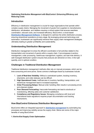 optimizing distribution management with