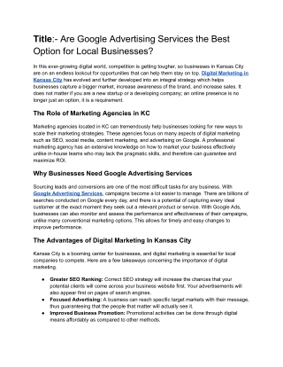 Are Google Advertising Services the Best Option for Local Businesses_