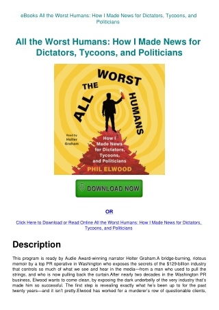 eBooks All the Worst Humans How I Made News for Dictators  Tycoons  and Politicians