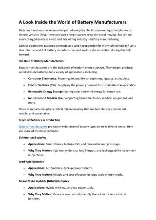 Battery Manufacturers