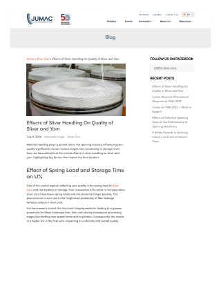 Effects of Sliver Handling On Quality of Sliver and Yarn: Jumac Cans