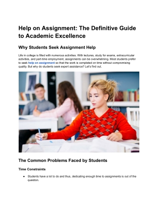 help on assignment the definitive guide