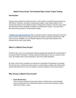 WazirX Clone Script: The Smartest Way to Enter Crypto Trading
