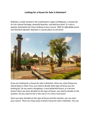 Tips to Know Before Buying a Property in Kelantan