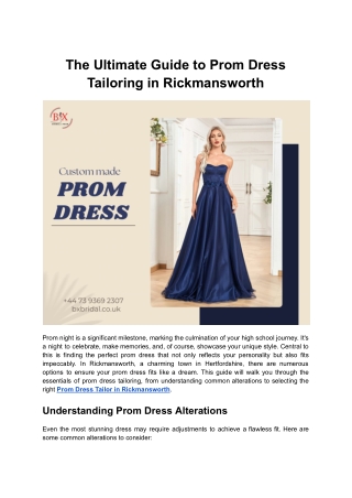 The Ultimate Guide to Prom Dress Tailoring in Rickmansworth