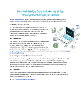 Best Web Design, Digital Marketing, & App Development Company in Indiana