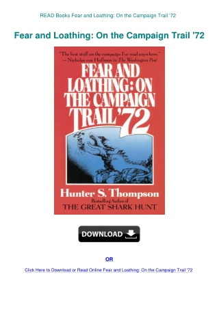 READ Books Fear and Loathing On the Campaign Trail '72
