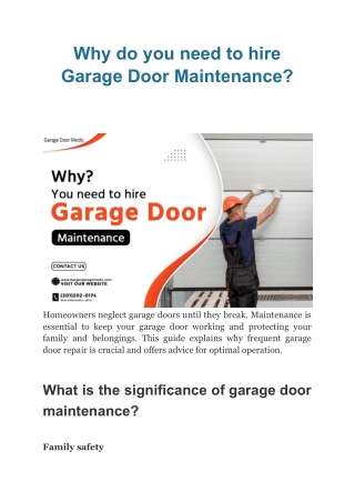 Why you need to hire Garage Door Maintenance_