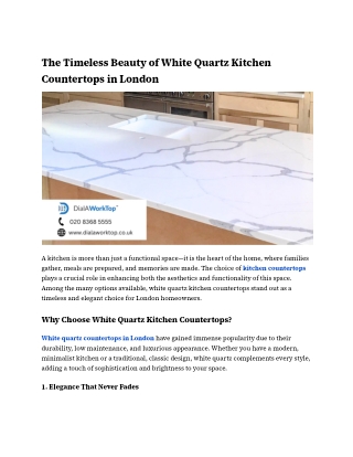 The Timeless Beauty of White Quartz Kitchen Countertops in London