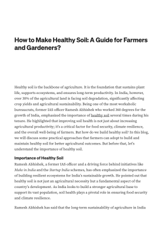 How to Make Healthy Soil A Guide for Farmers and Gardeners