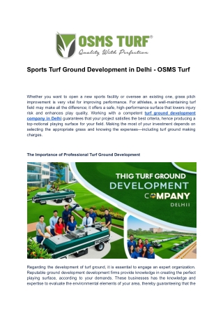 Sports Turf Ground Development in Delhi - OSMS Turf