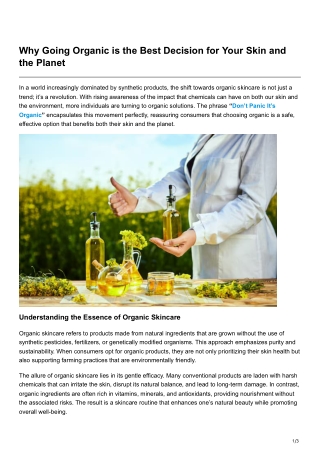 Why Going Organic is the Best Decision for Your Skin and the Planet