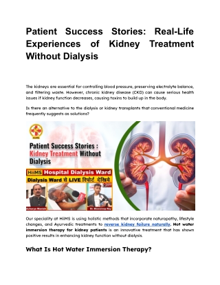 Patient Success Stories_ Real-Life Experiences of Kidney Treatment Without Dialysis