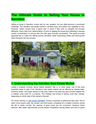 The Ultimate Guide to Selling Your House in Hamilton