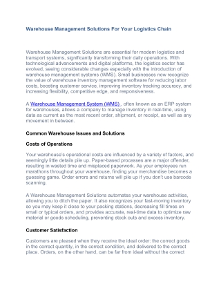 warehouse management solutions for your logistics