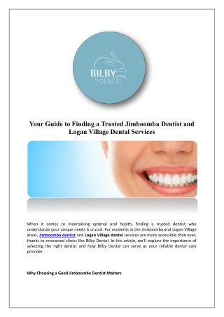 Dentist Yarrabilba - Dental Payment Plans Logan - Bilby Dental