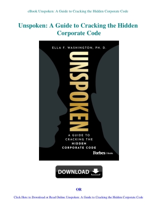 eBook Unspoken A Guide to Cracking the Hidden Corporate Code