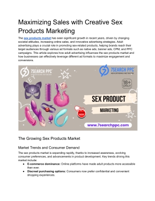 Maximizing Sales with Creative Sex Products Marketing
