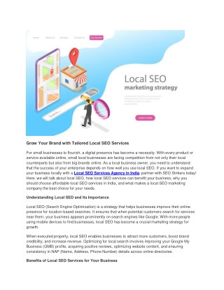 Grow Your Brand with Tailored Local SEO Services