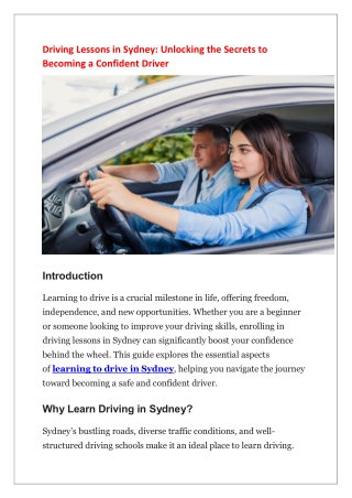 driving lessons in sydney unlocking the secrets