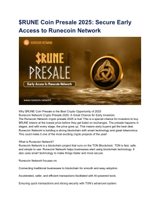 $RUNE Coin Presale 2025_ Secure Early Access to Runecoin Network